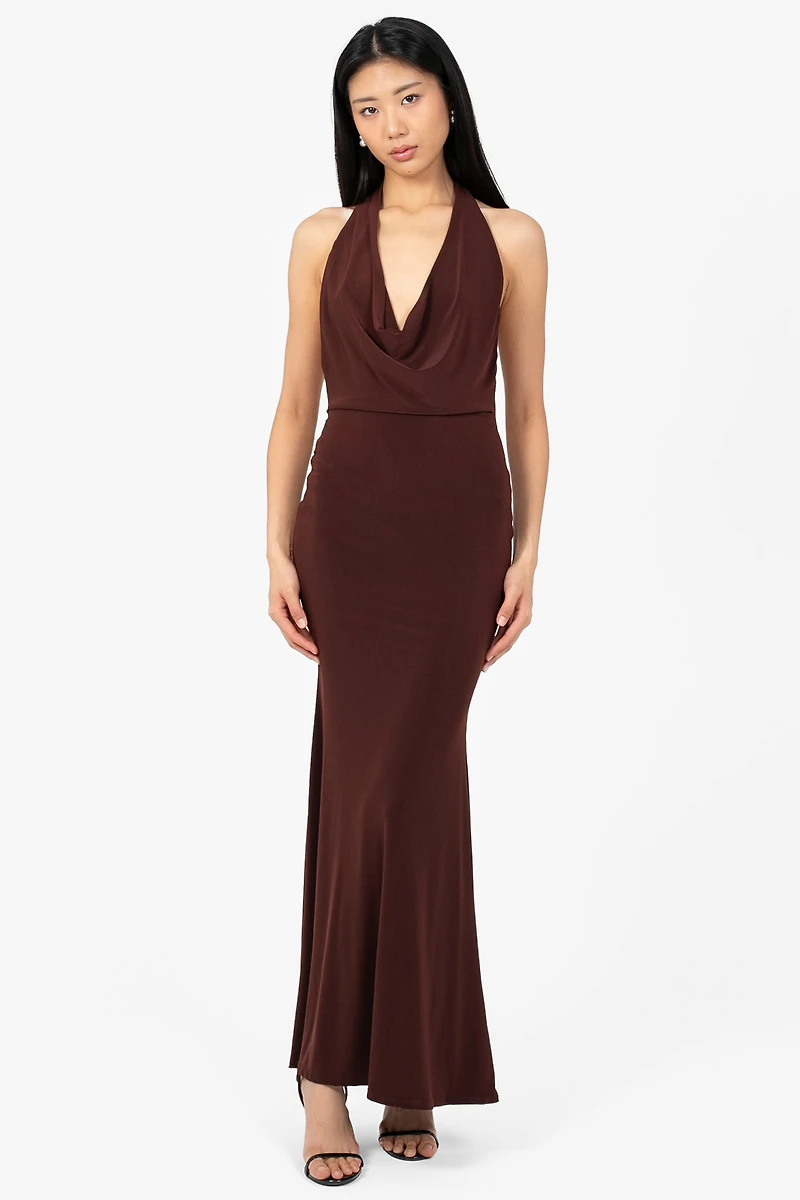 Odessa Cowl Halter Midi Dress