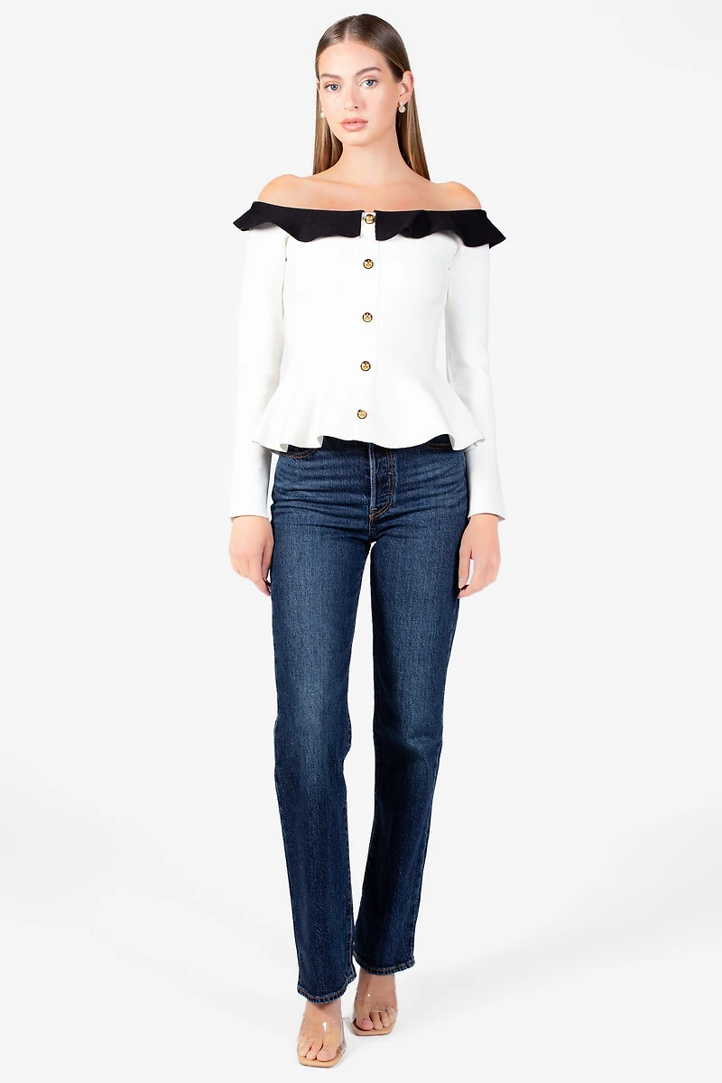 Felicity Contrast Peplum Sweater