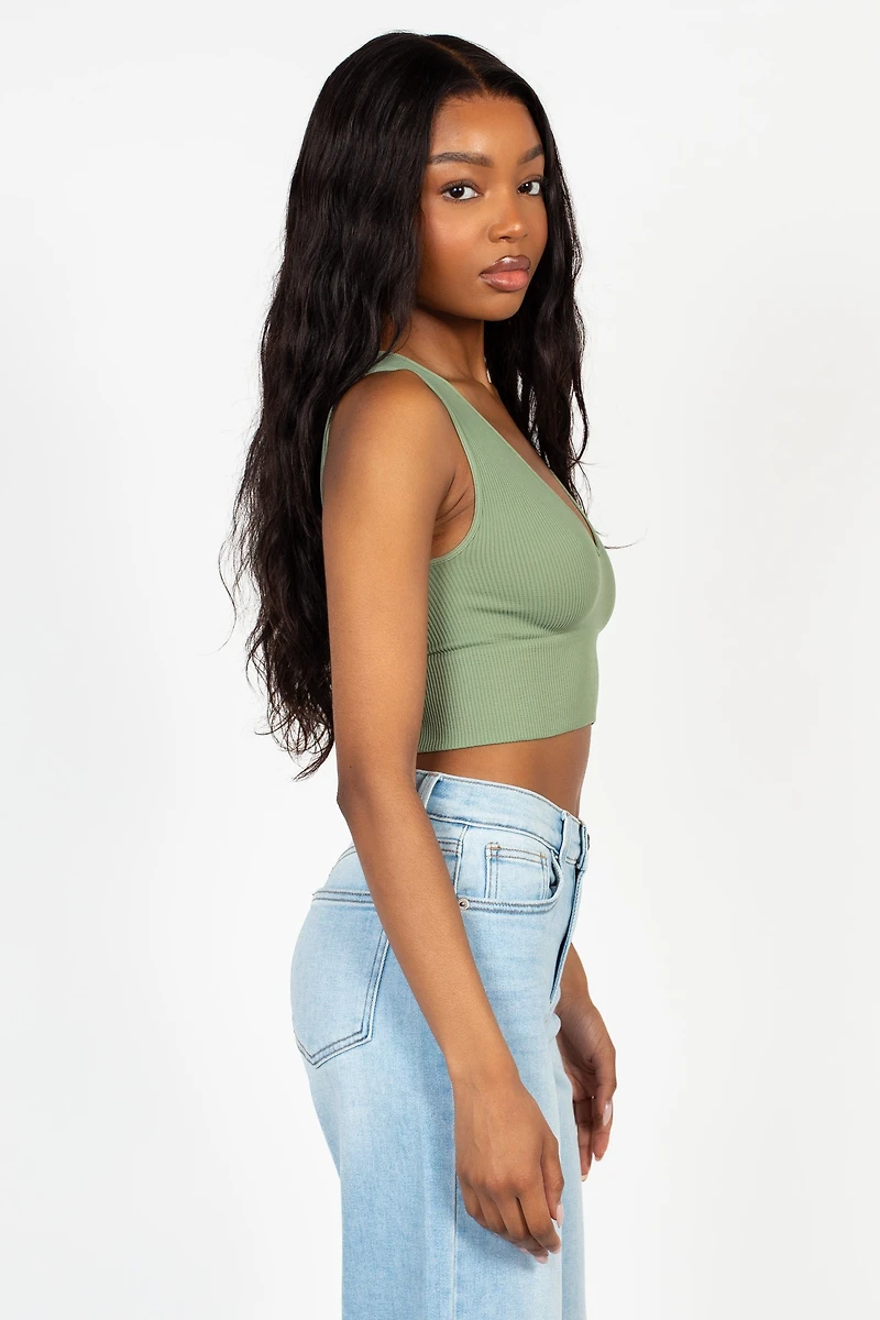 Nikibiki® Ribbed Deep V Tank Top