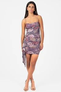 Nia Floral Mesh Sash Mini Dress