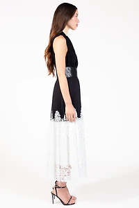 Fauna Lace Pleated Midi Skirt