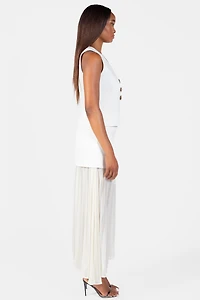 Cerelia Pleated Sheer Underlay Maxi Skirt