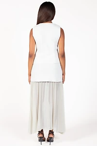 Cerelia Pleated Sheer Underlay Maxi Skirt