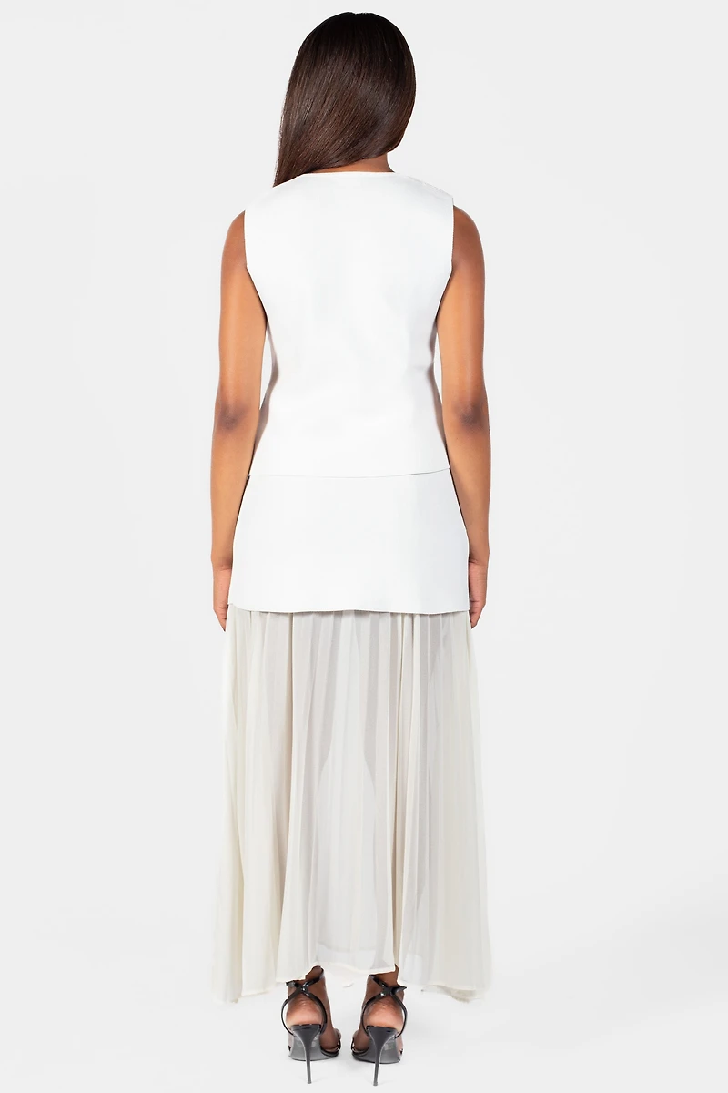 Cerelia Pleated Sheer Underlay Maxi Skirt