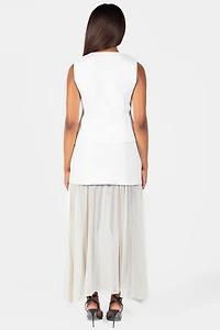 Cerelia Pleated Sheer Underlay Maxi Skirt