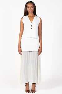 Cerelia Pleated Sheer Underlay Maxi Skirt