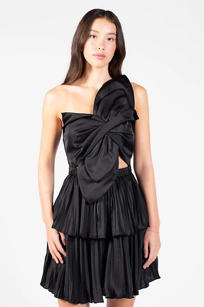 Lucetta Knotted Satin Mini Dress
