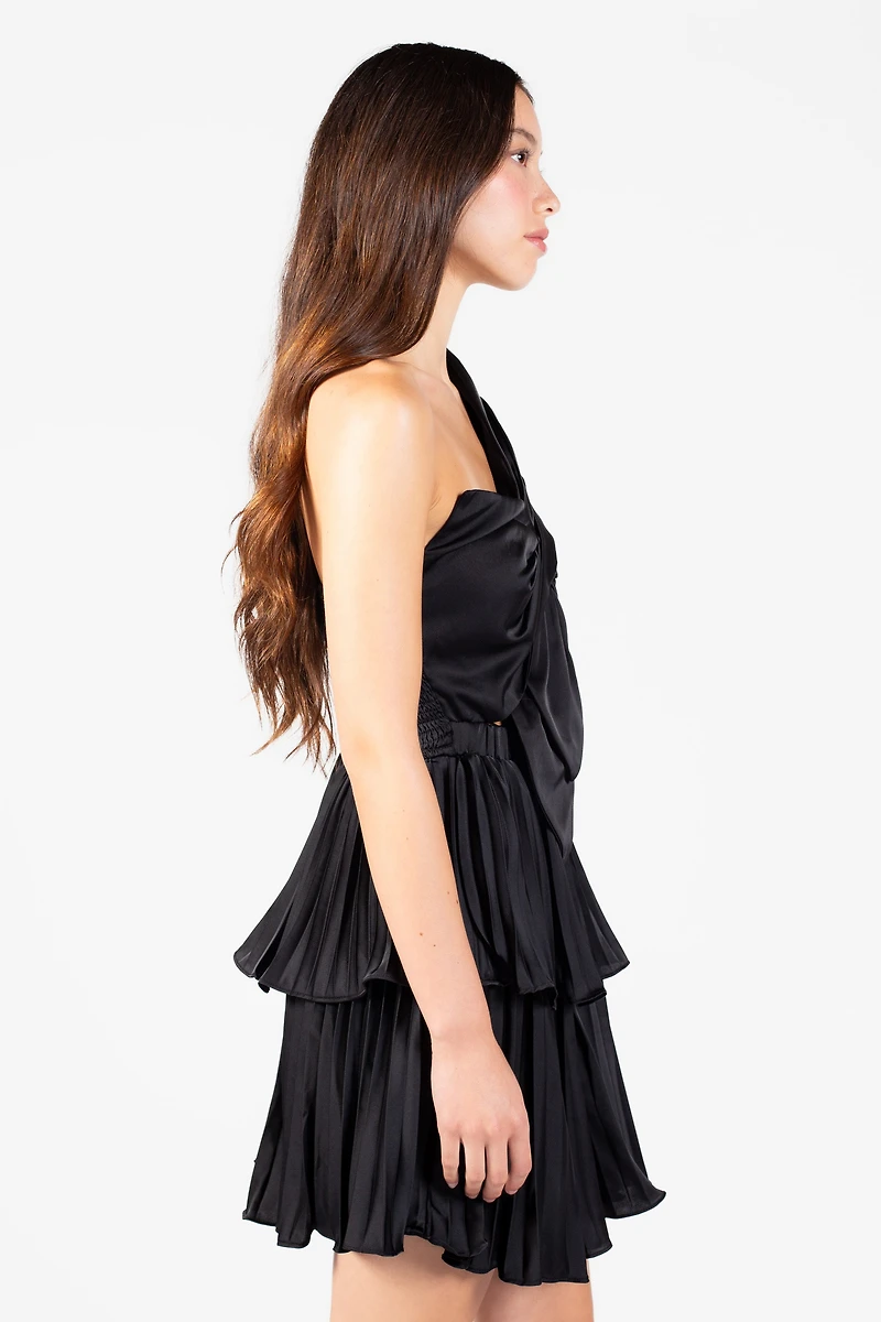 Lucetta Knotted Satin Mini Dress
