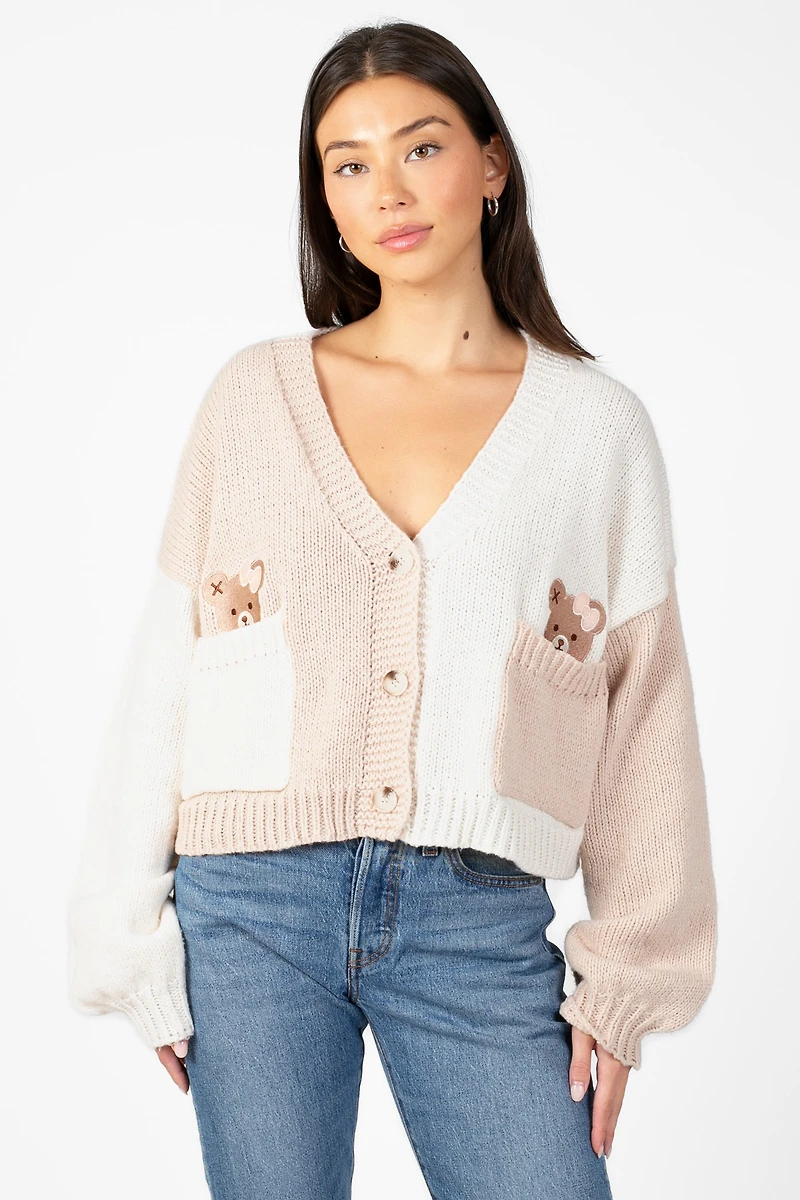 Addie Colourblock Teddy Cardigan