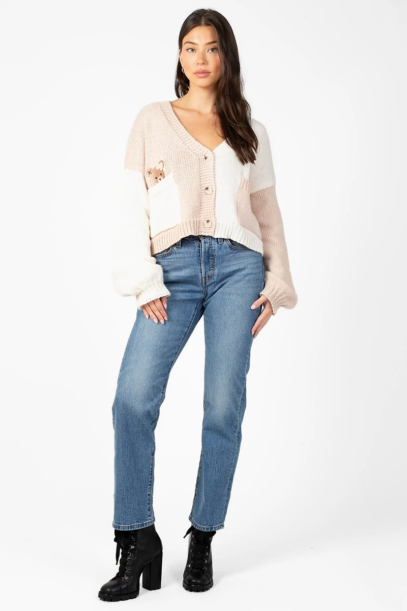 Addie Colourblock Teddy Cardigan