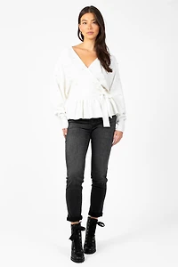 Penina Wrap Front Pearl Sweater