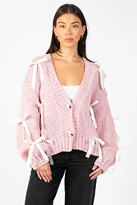 Belle Chunky Bow Knit Cardigan
