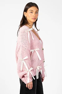 Belle Chunky Bow Knit Cardigan
