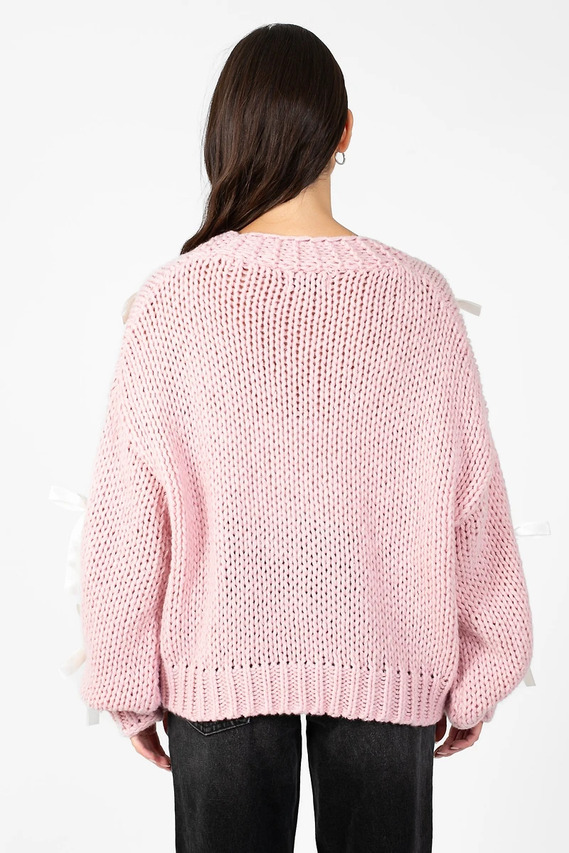 Belle Chunky Bow Knit Cardigan