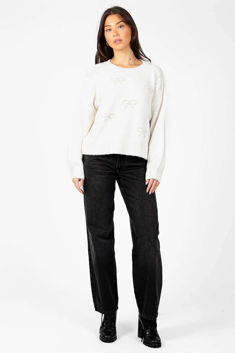 Bella Bow Beaded Sweater