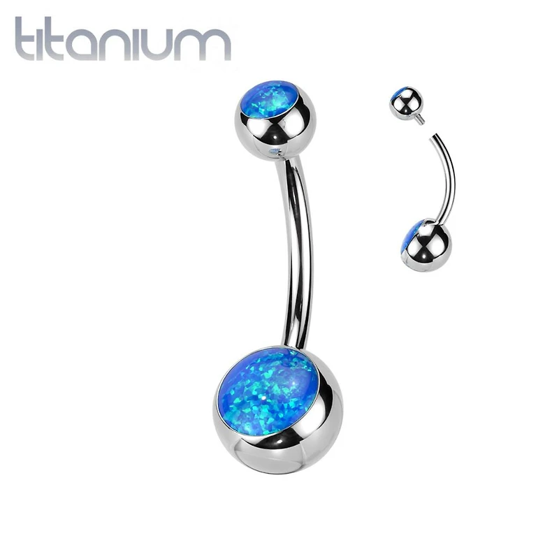 Implant Grade Titanium Opal Internally Threaded Belly Ring