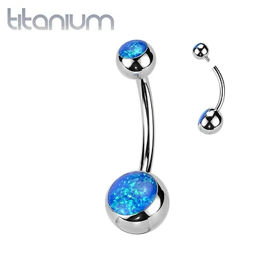 Implant Grade Titanium Opal Internally Threaded Belly Ring