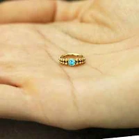 316L Surgical Steel Gold PVD Turquoise Bezel Beaded Hinged Clicker Hoop