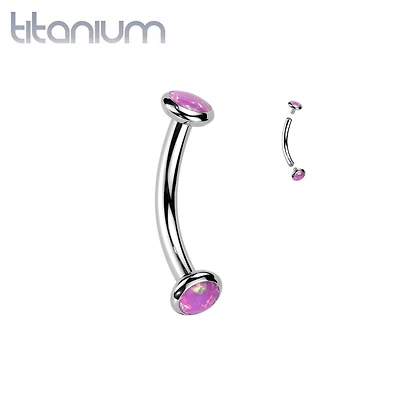 Implant Grade Titanium Opal Bezel Internally Threaded Curved Barbell