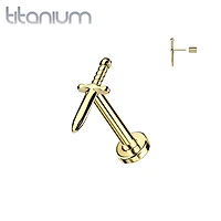 Implant Grade Titanium Gold PVD Dagger Threadless Push In Labret