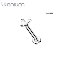 Implant Grade Titanium Butterfly Push In Threadless Labret With Flat Back
