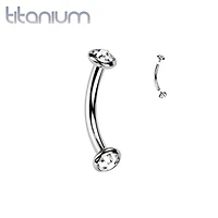 Implant Grade Titanium CZ Bezel Internally Threaded Curved Barbell