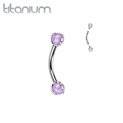 Implant Grade Titanium Purple Opal Internally Threaded Curved Barbell