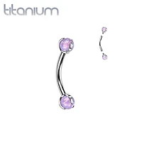 Implant Grade Titanium Purple Opal Internally Threaded Curved Barbell
