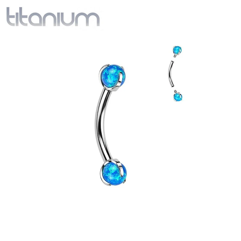 Implant Grade Titanium Opal Internally Threaded Curved Barbell