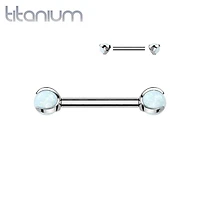 Implant Grade Titanium Opal Internally Threaded Nipple Ring Straight Barbell