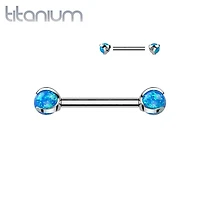 Implant Grade Titanium Opal Internally Threaded Nipple Ring Straight Barbell