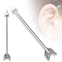 14ga Surgical Steel Bow and Arrow Straight Industrial Barbell