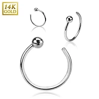 14KT Solid Gold Ball Nose Hoop Ring