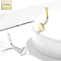 14KT Solid Gold Flat Triangle Top L Shape Nose Ring Stud