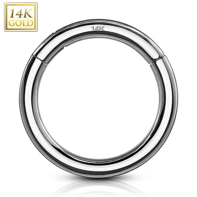 14KT Solid White Gold Hinged Segment Clicker Multi Use Hoop