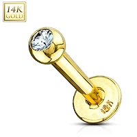 14KT Solid Yellow Gold Ear Cartilage Tragus Labret CZ Stud