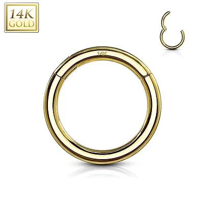 14KT Solid Yellow Gold Hinged Segment Clicker Multi Use Hoop