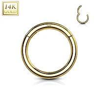 14KT Solid Yellow Gold Hinged Segment Clicker Multi Use Hoop