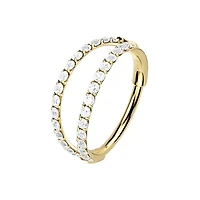 316L Surgical Steel Gold PVD White CZ Pave Double Hoop Nose Ring