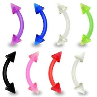 16ga Bio Flex Flexible Acrylic Curved Eyebrow Cartilage Tragus Ring Barbell with Spikes