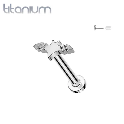 Implant Grade Titanium Winged Flying Bat Push In Threadless Labret With Flat Back