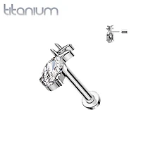 Implant Grade Titanium White CZ Gem Pineapple Threadless Push In Labret