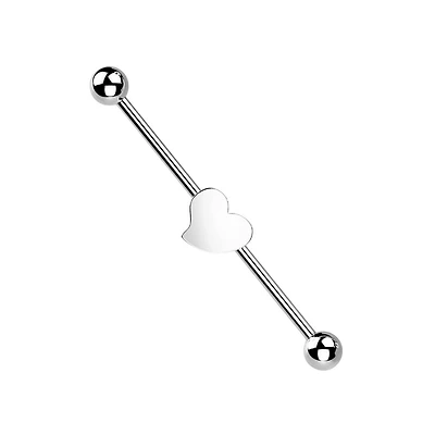 316L Surgical Steel Flat Fixed Heart Shape Industrial Barbell