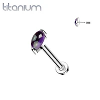 Implant Grade Titanium Marquise Amethyst Threadless Push In Labret