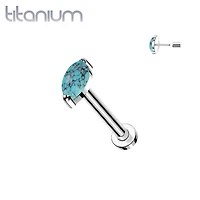 Implant Grade Titanium Marquise Turquoise Threadless Push In Labret