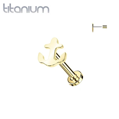 Implant Grade Titanium Gold PVD Anchor Threadless Push In Labret