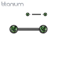 Titanium Internally Threaded Black PVD VM CZ Ball Gem Nipple Ring