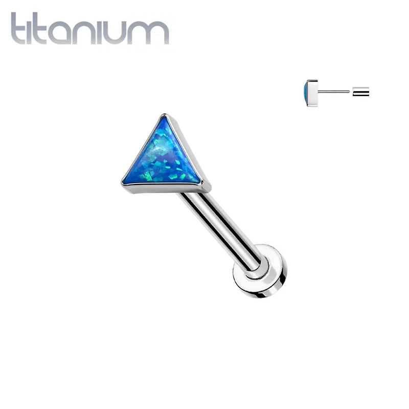 Implant Grade Titanium Opal Triangle Threadless Push In Labret