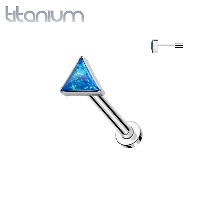 Implant Grade Titanium Blue Opal Triangle Threadless Push In Labret