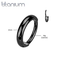 Implant Grade Titanium Black PVD Thick Hinged Helix Cartilage Clicker Hoop